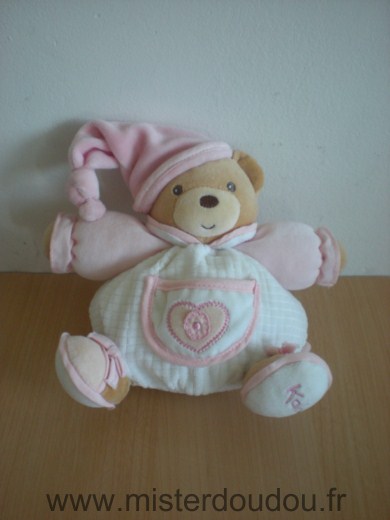 Doudou Ours Kaloo Rose blanc 