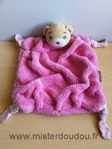 sos doudou ours Pioupiou et Merveilles plat rose