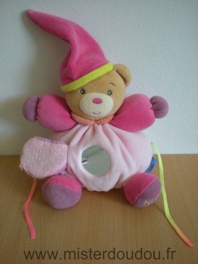 Doudou Ours Kaloo Rose mauve avec miroire 