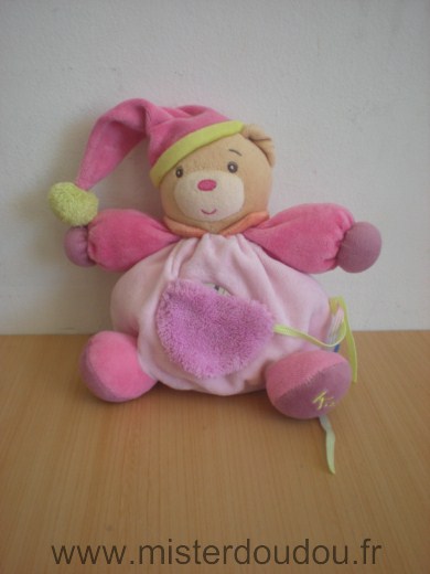 Doudou Ours Kaloo Rose mauve avec miroire 