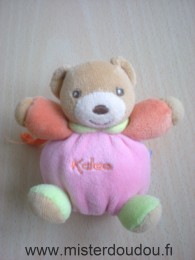 Doudou Ours Kaloo Rose orange vert Mini kaloo avec ficelle dans le dos