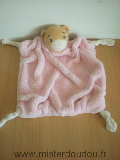 Doudou Ours Kaloo Rose plume 