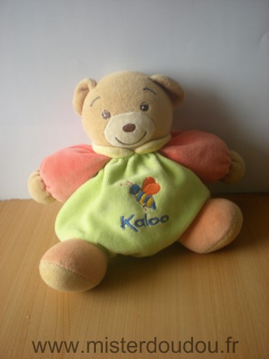 Doudou Ours Kaloo Vert orange abeille 