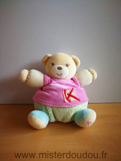 Doudou Ours Kaloo Vert rose k rouge 