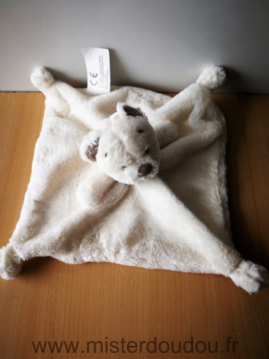 Doudou Ours Kiabi baby Blanc ecru foulard beige nicotoy simba 