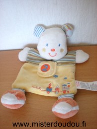 Doudou Ours Kiabi baby Jaune orange avec petit train brodé et le chiffre 2 