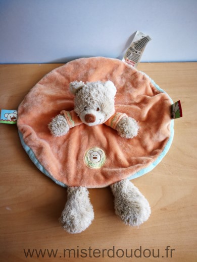 Doudou Ours Kiabi baby Orange bleu beige 