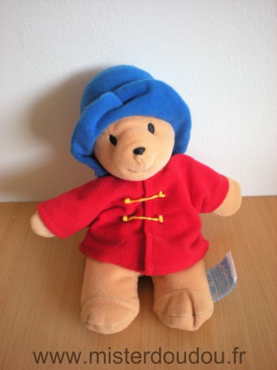 Doudou Ours Kids gifts Paddington veste feutrine rouge chapeau bleu feutrine Tout en tissus