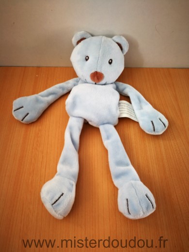 Doudou Ours Kimbaloo Bleu nez marron 