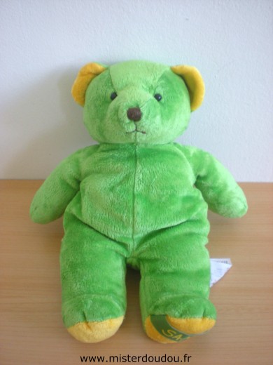 Doudou Ours Ks kids Vert jaune sam 