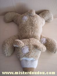 Doudou Ours L dake Beige rapiécements écrus 