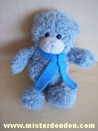 Doudou Ours L dake Gris écharpe bleue 