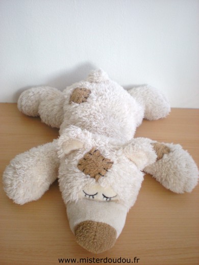 Doudou Ours L dake Ours qui dort beige pieces marrons 