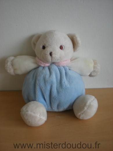 Doudou Ours La planète des ours Bleu blanc col rose 