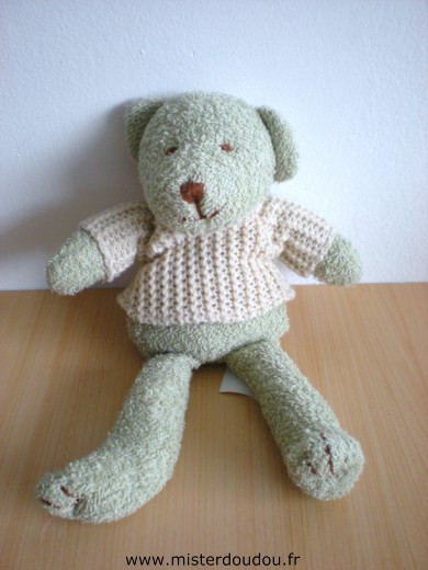 Doudou Ours Lrmd Vert pull beige 