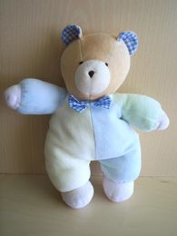 Doudou Ours Luckson Jaune bleu vert 