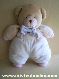 Doudou Ours Luckson Jaune salopette verte mains pieds nez rose pastels 