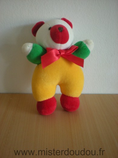 Doudou Ours Luckson Jaune vert blanc rouge 