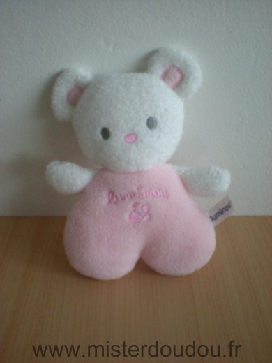 Doudou Ours Luminou Blanc rose 