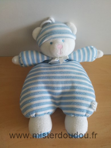 Doudou Ours Luminou Raye bleu blanc 