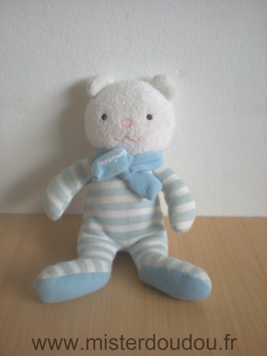 Doudou Ours Luminou Rayé bleu blanc 