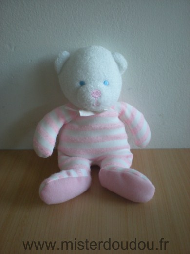 Doudou Ours Luminou Rose blanc 