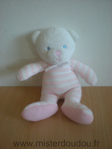 Doudou Ours Luminou Rose blanc 