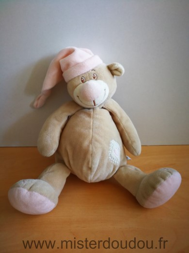 Doudou Ours Manon et valentin Beige rose 