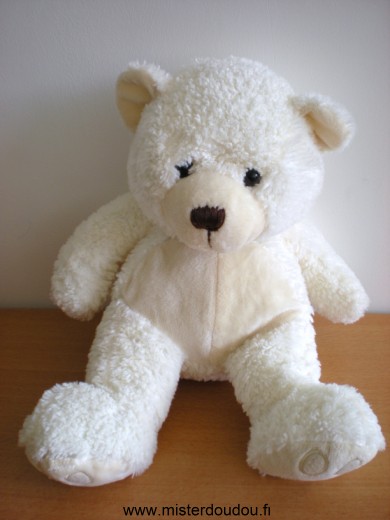Doudou Ours Marionnaud Blanc rond beige 
