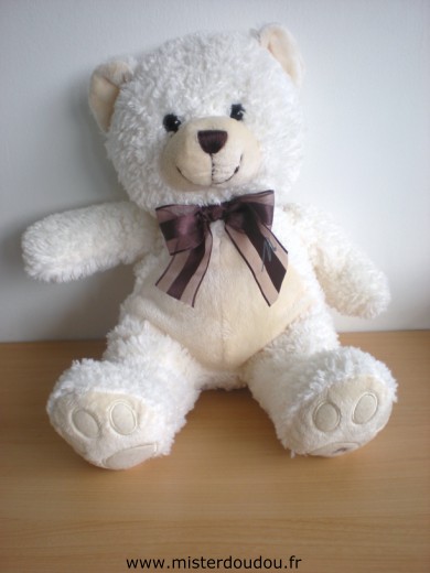 Doudou Ours Marionnaud Ecru rond beige 