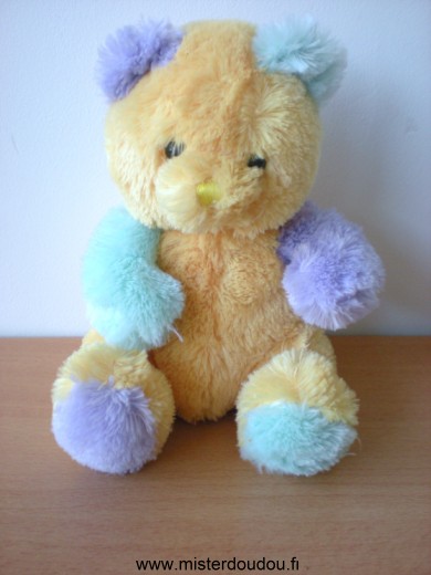 Doudou Ours Marki Jaune bleu violet 