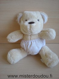 Doudou Ours - Marque non connue - Beige culotte vichy rose 