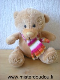 Doudou Ours - Marque non connue - Beige echarpe  rayée marque jcv 
