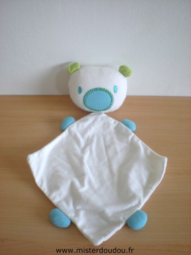 Doudou Ours - Marque non connue - Blanc bleu vert 