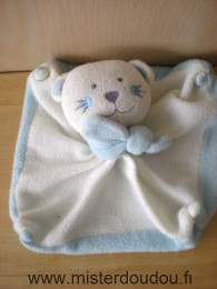 Doudou Ours - Marque non connue - Blanc dessus bleu dessous en tissus polaire 