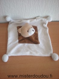 Doudou Ours - Marque non connue - Blanc marron points marrons 4 boules 