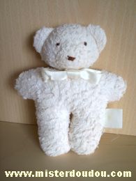 Doudou Ours - Marque non connue - Blanc matiere eponge 1 petite tache derriere la patte