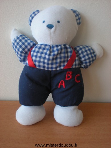 Doudou Ours - Marque non connue - Bleu blanc abc rouges 