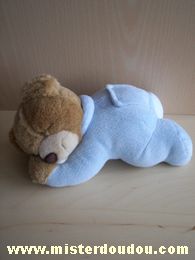 Doudou Ours - Marque non connue - Bleu marron Un velcro sous le ventre