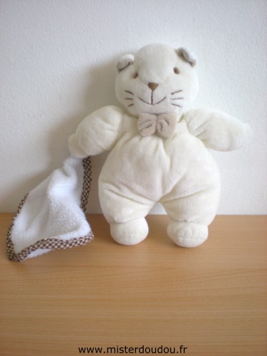 Doudou Ours - Marque non connue - Ecru mouchoir blanc 
