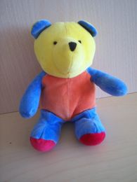 Doudou Ours - Marque non connue - Jaune bleu orange rouge 