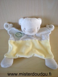Doudou Ours - Marque non connue - Jaune rayé marron blanc, super doudou 
