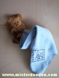 Doudou Ours - Marque non connue - Marron couverture bleu polaire 