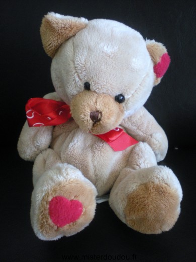 Doudou Ours - Marque non connue - Marron ruban rouge coeur rouge 