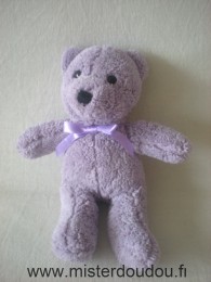 Doudou Ours - Marque non connue - Mauve Billes marron pour les yeux nez cousu noir