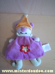 Doudou Ours - Marque non connue - Mauve fleure rouge bonnet orange 