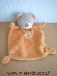 Doudou Ours - Marque non connue - Orange fleur blanche 
