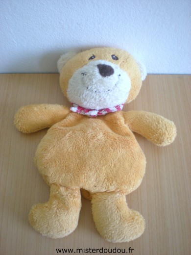 Doudou Ours - Marque non connue - Orange foulard rouge blanc 