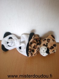 Doudou Ours - Marque non connue - Ours blanc noir reversible leopard beige taches marrons 