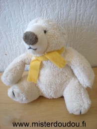 Doudou Ours - Marque non connue - Ours polaire blanc echarpe jaune 